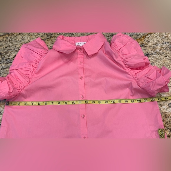 Bucket List women’s Size 1X Pink Ruffle Blouse Button Down NWOT - Picture 6 of 7